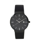 Titan Men's Watch Analog Black Dial Black Leather Strap, 90053NL01